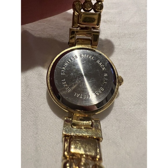 Vtg Gold Silver Tone Watch Collezio Quartz With Rhinestones. Made In Hong Kong. - Picture 15 of 16